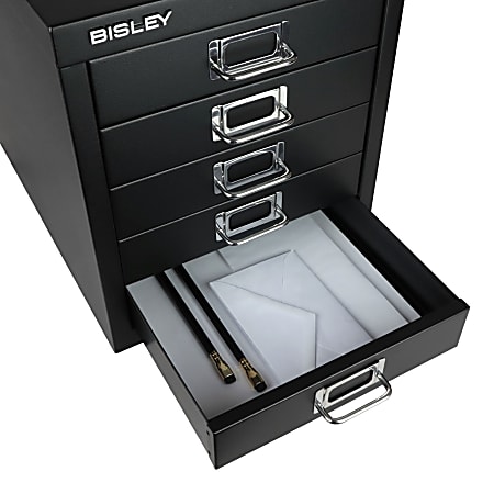 Bisley 15D Vertical 5-Drawer File Cabinet, Black
